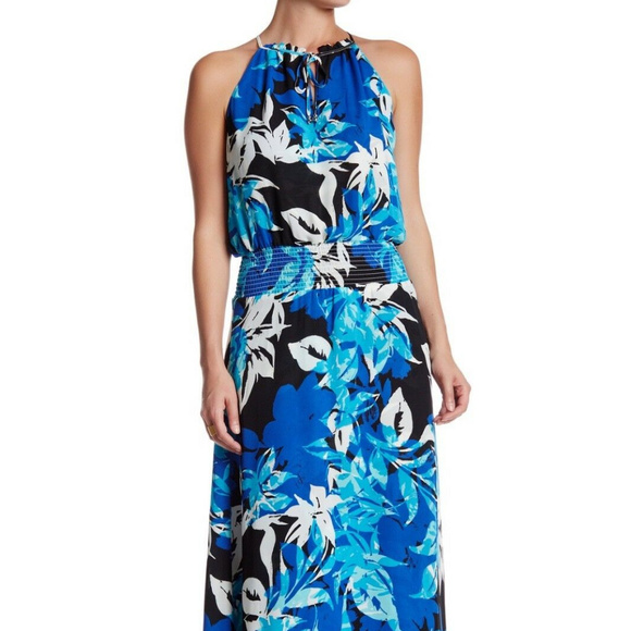 Parker Amos Gardenia Floral Cutaway Maxi Dress - Picture 1 of 8